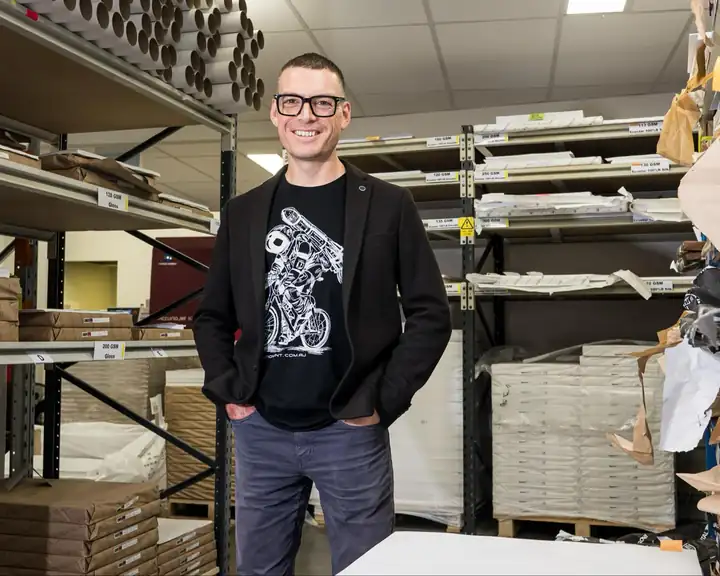 Leon Wilson in the Revolution Print warehouse